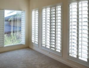 Four large windows with white shutters, Shutters & Blinds of Arizona, Phoenix AZ